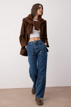 Trendyolmilla Siyah Cep Detaylı Yüksek Bel Wide Leg Jeans TWOAW22JE0595