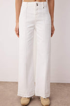 Trendyolmilla Kırmızı Yüksek Bel Nervür Detaylı Paça Kesikli Comfort/Esnek Wide Leg Jeans TWOSS25JE00310