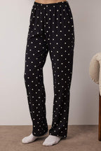 Trendyolmilla Siyah %100 Pamuklu Puantiye ve Kalpli Örme Pijama Takımı THMAW25PT00039