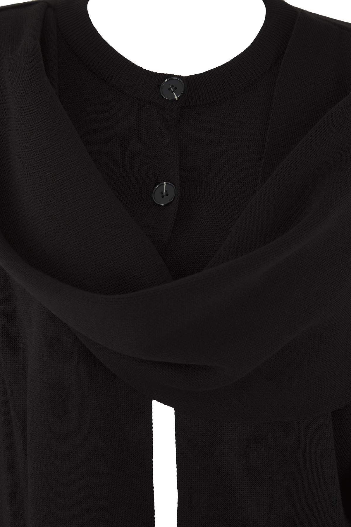 Trendyolmilla Vücut Seçmeyen Siyah Süper Oversize/Geniş Kalıp Şal Detaylı Triko Panço TWOAW26KZ00160