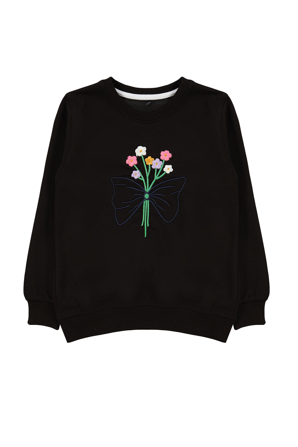 Trendyolmilla Lila Kız Çocuk Mevsimlik-İnce Kedi Desenli Örme Sweatshirt TKDAW25SW00008