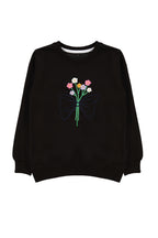 Trendyolmilla Lila Kız Çocuk Mevsimlik-İnce Kedi Desenli Örme Sweatshirt TKDAW25SW00008