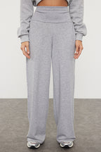 Trendyolmilla Gri Ince Ekstra Yüksek Bel Wide Leg/Geniş Kesim Pantolon TWOAW25PL00026