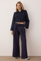 Trendyolmilla Taş Wide Leg Yumuşak Kumaşlı Pilili Esnek Örme Pantolon TWOAW26PL00138