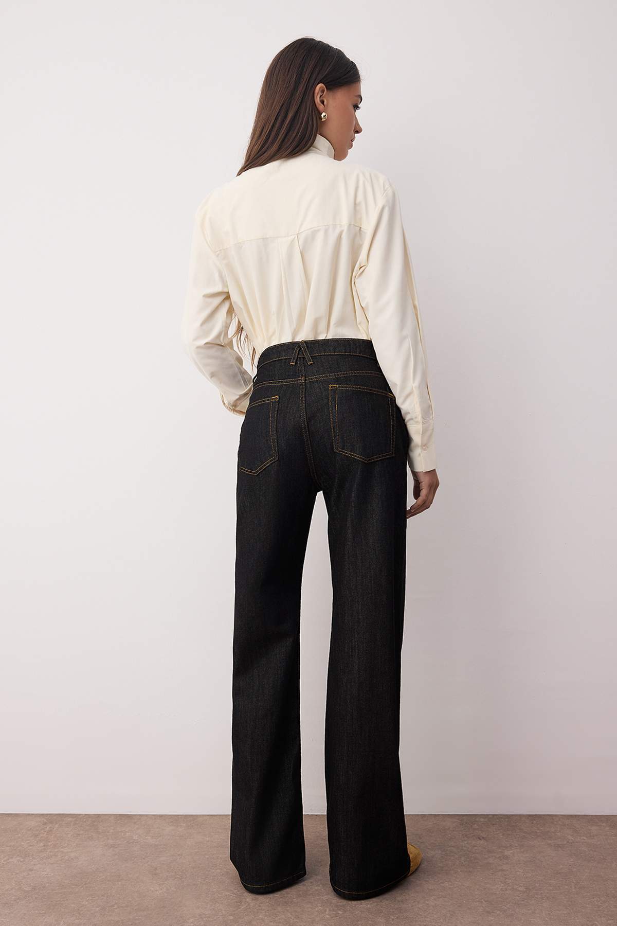 Siyah Yüksek Bel Geniş Paça Wide Leg Jeans TWOAW26JE00070