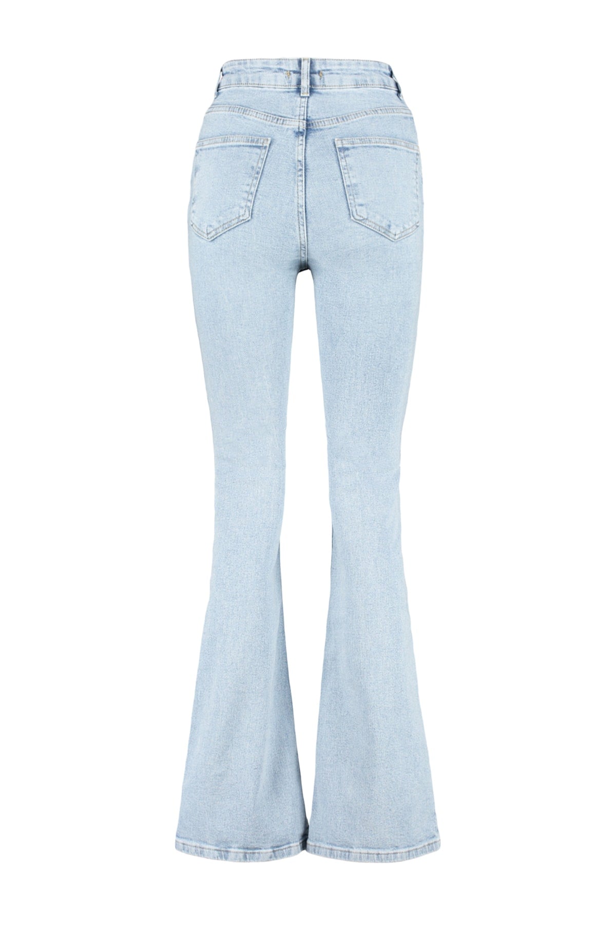 Trendyolmilla More Sustainable Koyu Mavi Yüksek Bel Orta Esnek Flare İspanyol Paça Jeans TWOSS23JE00063