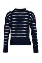 Lacivert Çizgili Polo Yaka Triko Kazak TWOAW22KZ0735