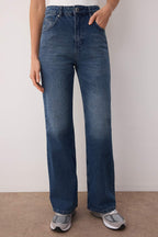 Trendyolmilla Gece Mavisi Yüksek Bel Wide Leg Jeans TWOSS25JE00172