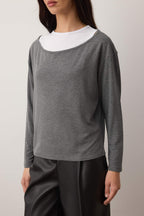 Gri Çift Katlı Regular/Normal Kalıp Örme Bluz TWOAW26BZ00332
