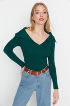 Trendyolmilla Siyah Carmen Yaka Triko Kazak TWOAW22KZ0993