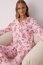 Trendyolmilla Pembe %100 Pamuklu Kalpli Gömlek Yaka Örme Pijama Takımı THMAW26PT00064