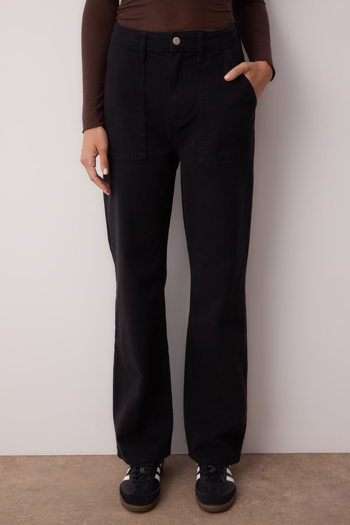 Trendyolmilla Siyah Cep Detaylı Yüksek Bel Wide Leg Jeans TWOAW22JE0595 Secondary image