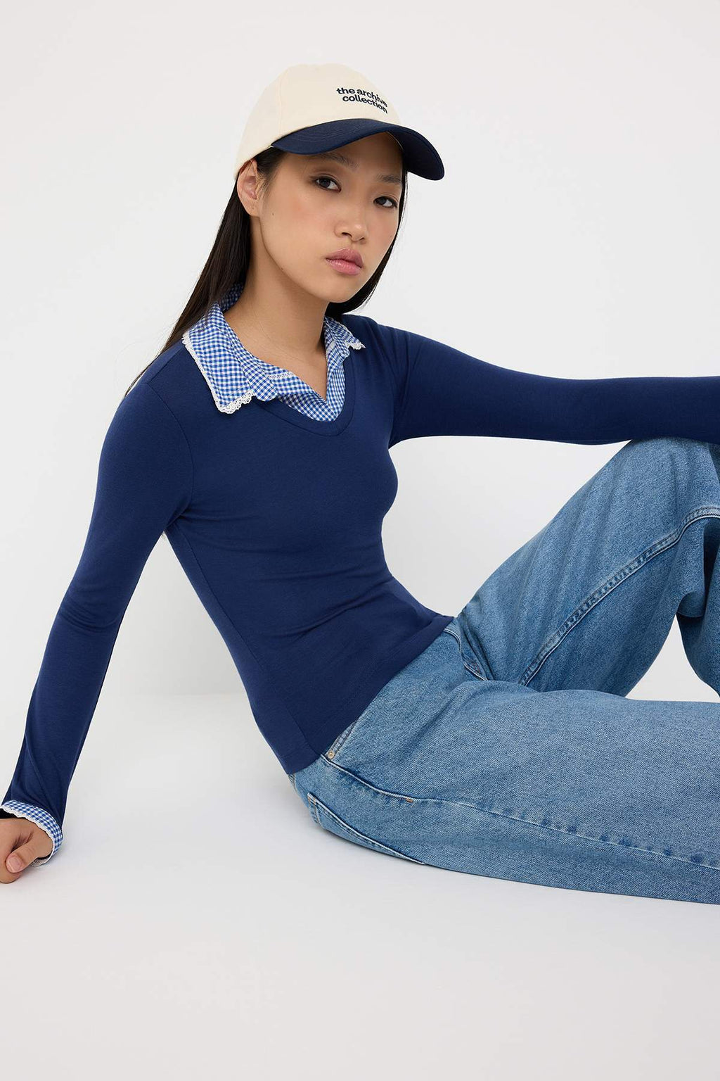 Trendyolmilla Kahverengi Ekose/Kareli Fitted/Vücuda Oturan Dokuma Detaylı Örme Bluz TWOAW26BZ00008