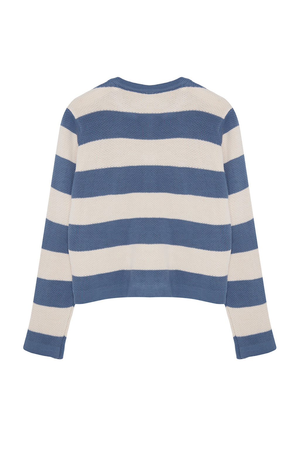 Trendyolmilla Indigo Çizgili Basic Ceket Görünümlü Triko Hırka TWOAW24HI00091