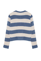 Trendyolmilla Indigo Çizgili Basic Ceket Görünümlü Triko Hırka TWOAW24HI00091