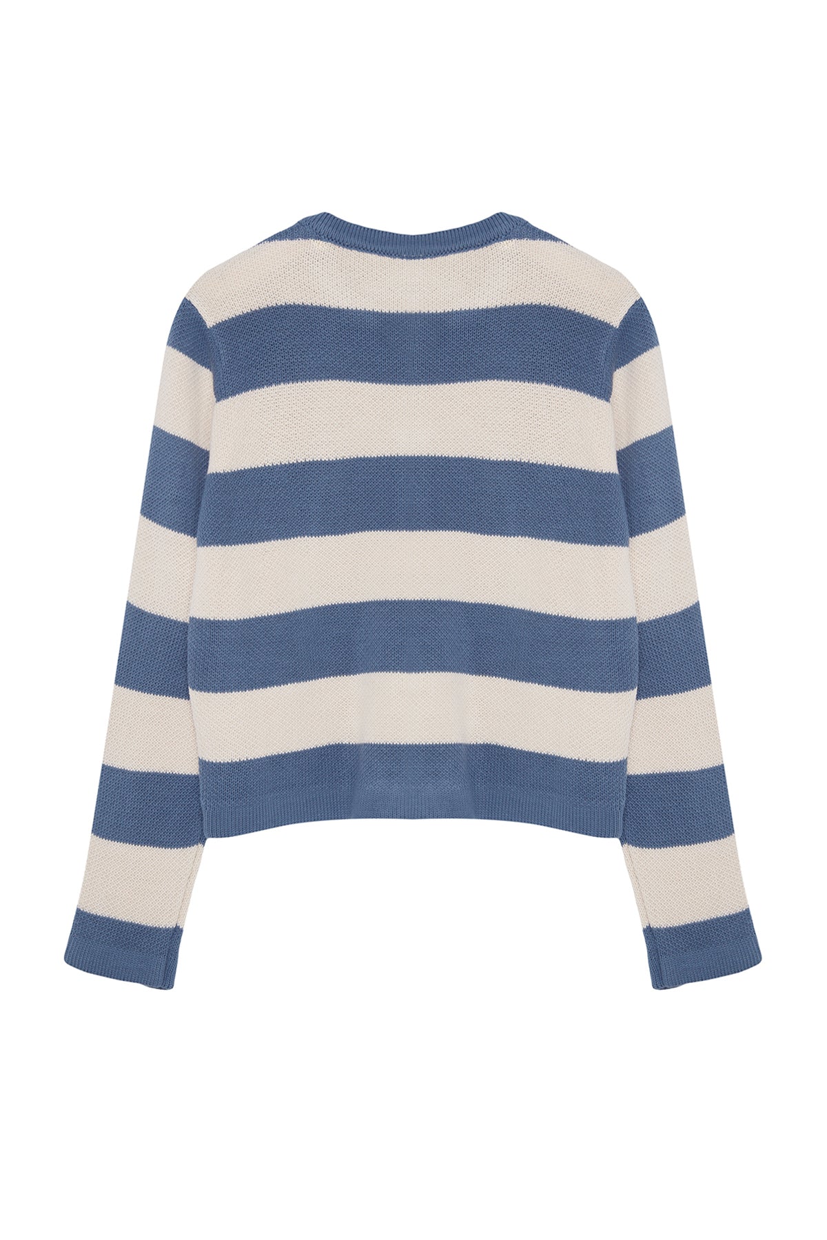 Trendyolmilla Indigo Çizgili Basic Ceket Görünümlü Triko Hırka TWOAW24HI00091