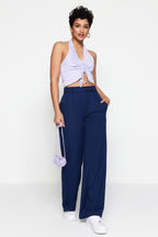 Trendyolmilla Mavi Wide Leg/Geniş Paça Dokuma Kumaş Pantolon TWOAW22PL0263 Palazzo