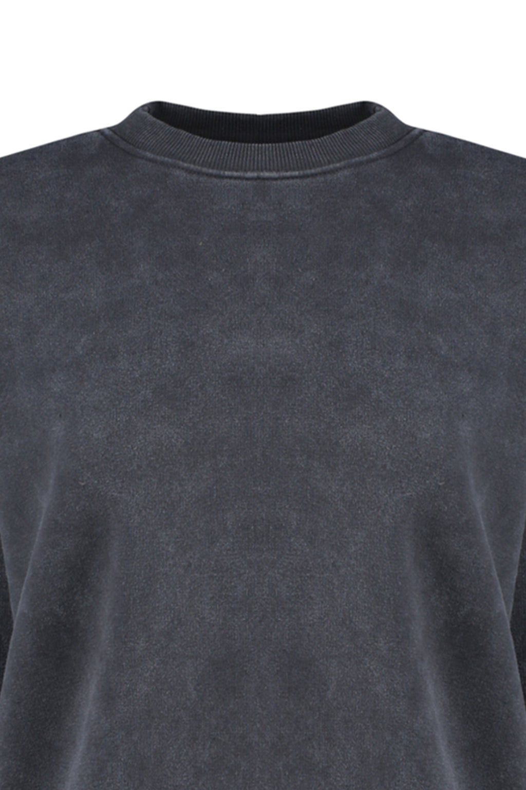 Antrasit Eskitme/Soluk Efektli Kalın İçi Polarlı Oversize/Geniş Kalıp Örme Sweatshirt TWOAW24SW00151