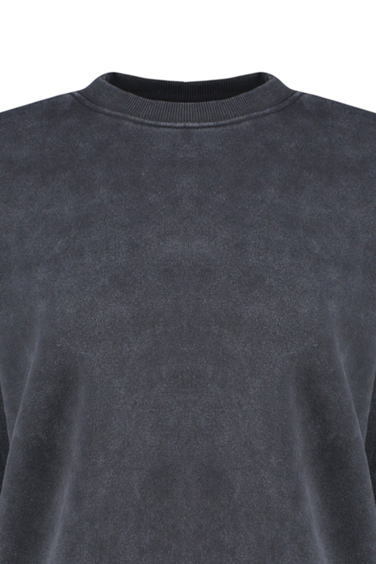Antrasit Eskitme/Soluk Efektli Kalın İçi Polarlı Oversize/Geniş Kalıp Örme Sweatshirt TWOAW24SW00151