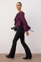 Trendyolmilla Antrasit Yüksek Bel Comfort/Esnek Flare Jeans TWOAW25JE00096