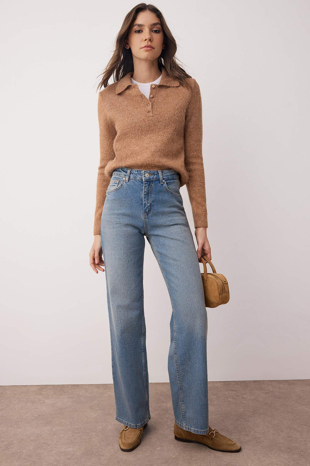 Trendyolmilla Mavi Yüksek Bel Orta Esnek Wide Leg Palazzo Jeans TWOAW26JE00084