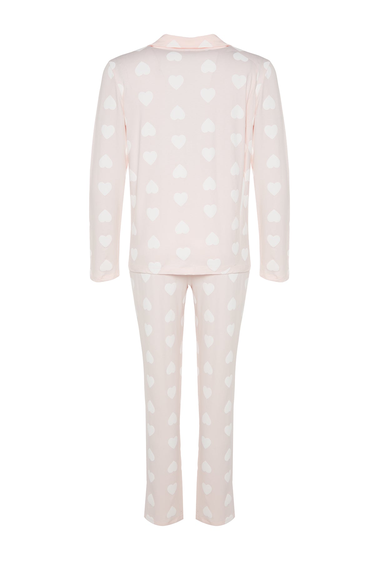Trendyolmilla Mürdüm %100 Pamuklu Kalpli Gömlek-Pantolon Örme Pijama Takımı THMAW24PT00253