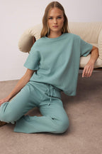Trendyolmilla Bej Bel Bağlama Detaylı Waffle Örme Pijama Takımı THMAW26PT00050