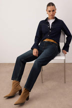Trendyolmilla Koyu Mavi Yüksek Bel Straight/Düz Paça Jeans TWOAW26JE00182