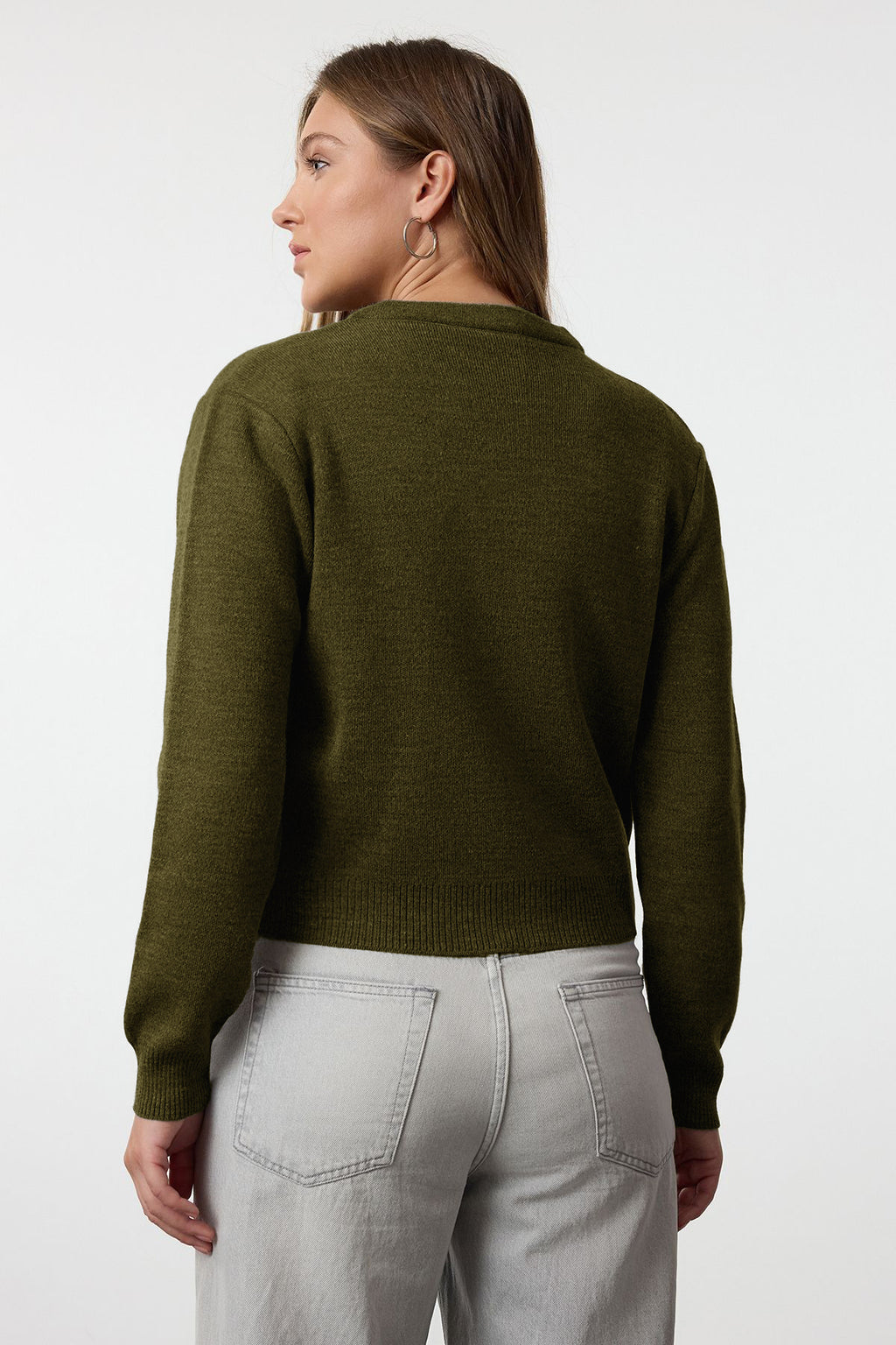 Trendyolmilla Haki Basic Hırka-Bluz Triko Hırka TWOAW25HI00216