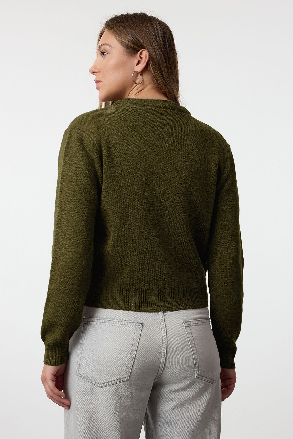 Trendyolmilla Haki Basic Hırka-Bluz Triko Hırka TWOAW25HI00216