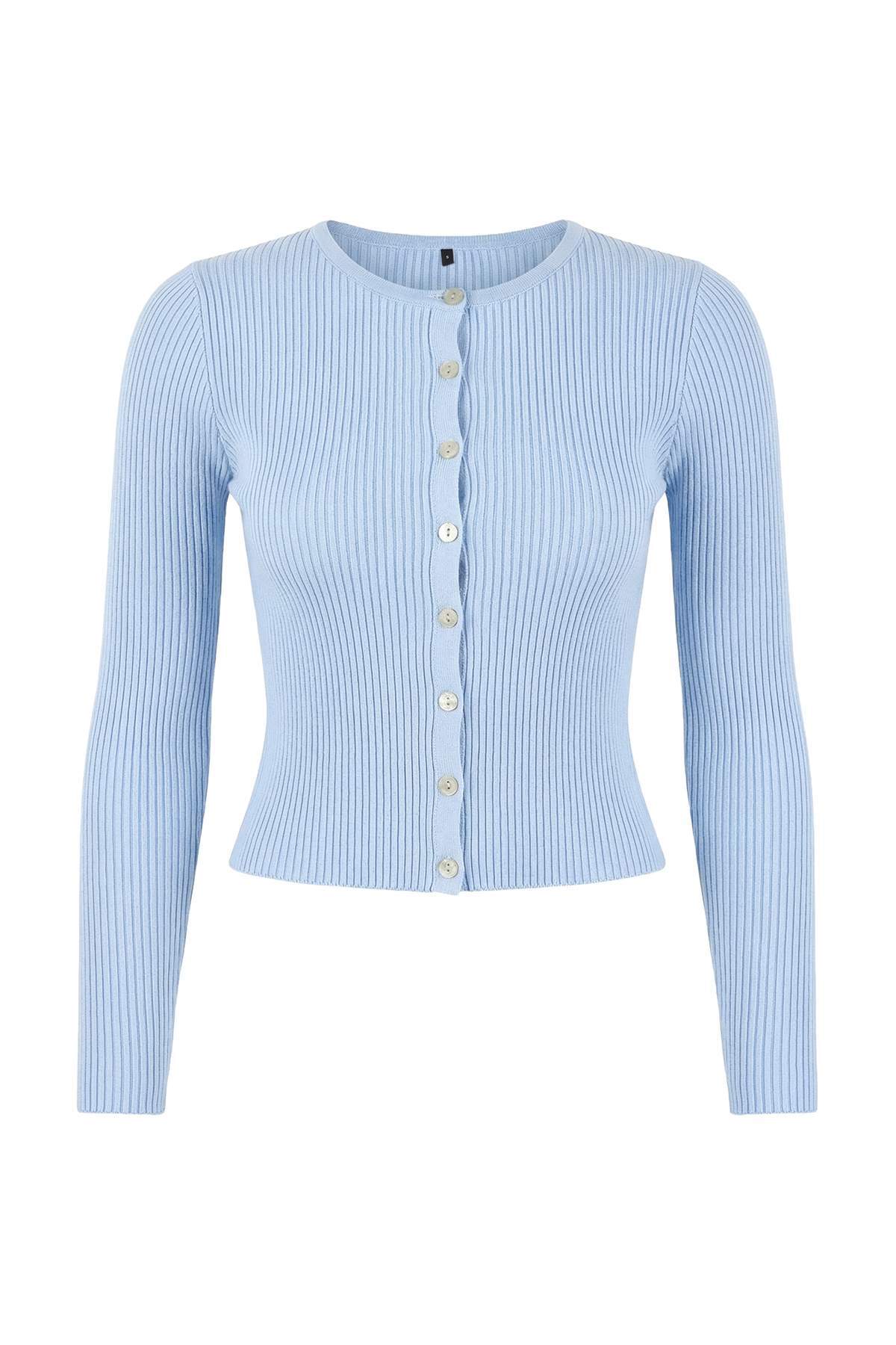 Trendyolmilla Wardrobe Essentials Sarı Merserize Görünümlü Fitilli Triko Hırka | TWOAW26HI00118