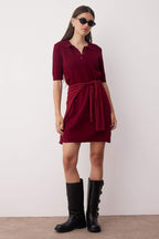Trendyolmilla Siyah Renk Bloklu Kısa / Mini Polo Yaka Triko Elbise TWOAW26EL00105