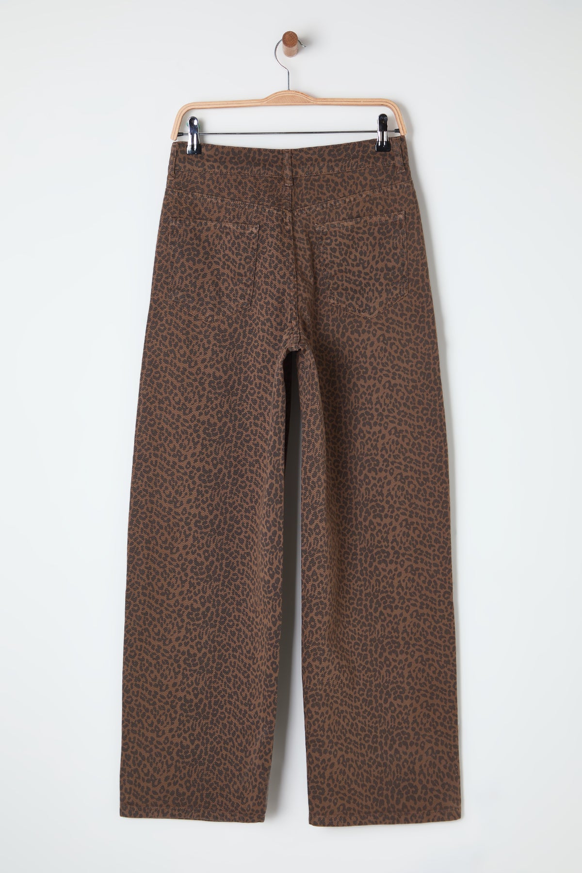 Çok Renkli Leopar Desenli Kahverengi Normal Bel Skater Baggy Jeans TWOSS25JE00038