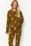 Trendyolmilla Haki %100 Pamuklu Ayıcıklı Desenli Örme Pijama Takımı THMAW23PT00514