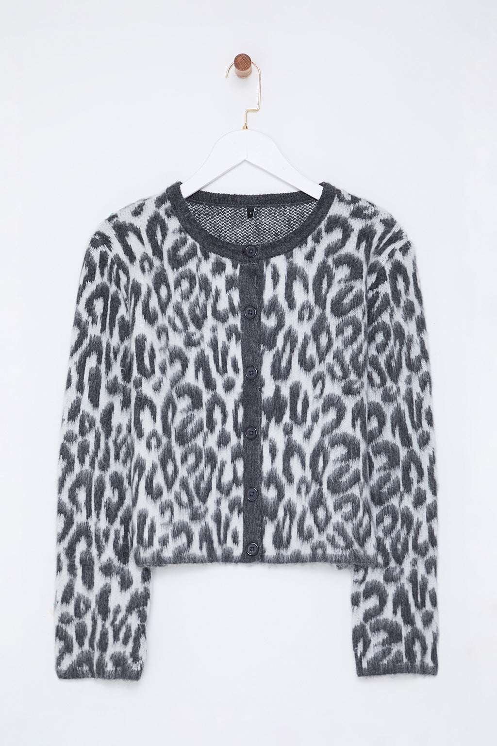 Trendyolmilla Kahverengi Leopar Desenli Triko Hırka TWOAW25HI00378