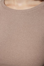 Trendyolmilla Kahverengi-Bej 2'li Paket Vücuda Oturan Bisiklet Yaka Fitilli Crop Esnek Örme Bluz TWOAW22BZ0331