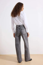 Gri More Sustainable Soluk Efekt Vintage Yüksek Bel Wide Leg Jeans TWOSS24JE00018