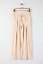 Trendyolmilla Taş Wide Leg Yumuşak Kumaşlı Pilili Esnek Örme Pantolon TWOAW26PL00138
