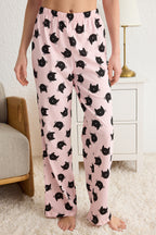 Pembe %100 Pamuklu Kedi Desenli Örme Pijama Takımı THMSS25PT00161