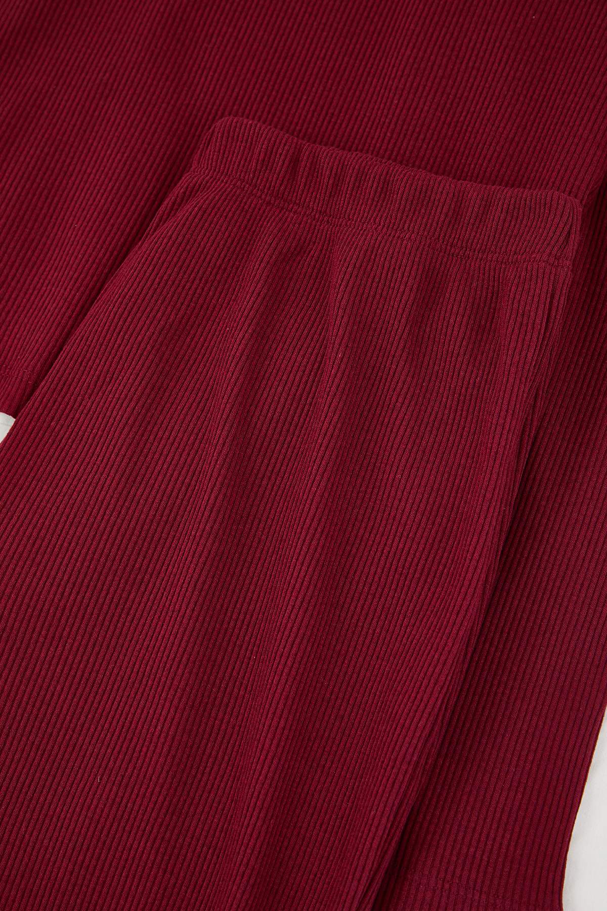 Trendyolmilla Bordo Fitilli Örme Pijama Takımı THMAW21PT0684