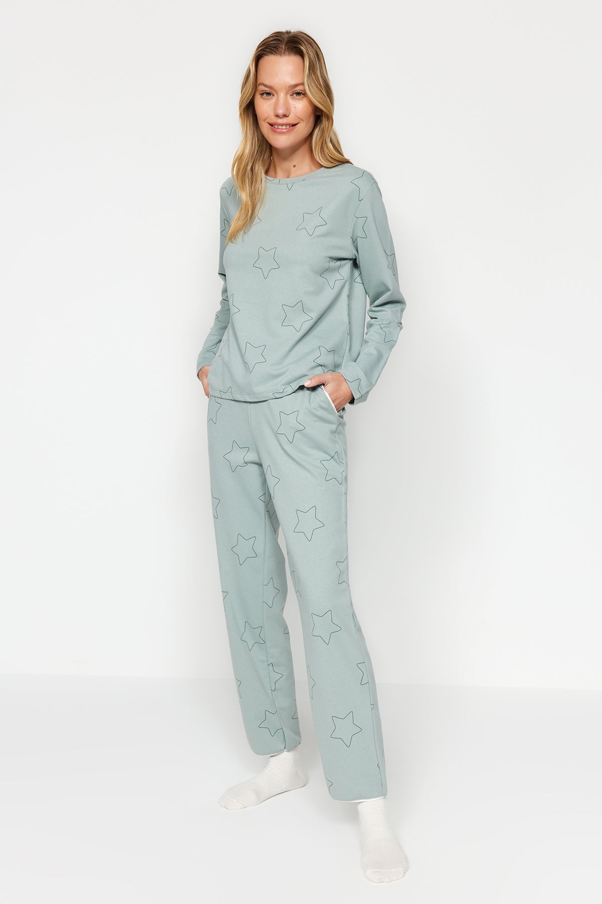 Mint %100 Pamuklu Yıldızlı Örme Pijama Takımı THMAW24PT00234 Main image