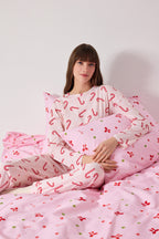 Trendyolmilla Bej %100 Pamuklu Yılbaşı Temalı Örme Pijama Takımı THMAW21PT0771