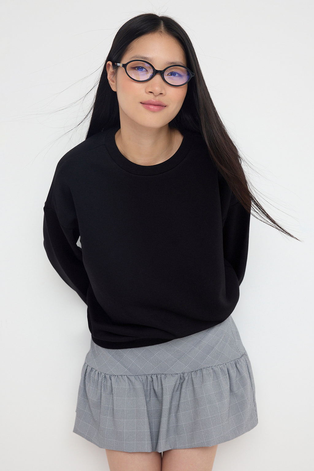 Trendyolmilla Zümrüt Yeşili Oversize/Bol Kesim Bisiklet Yaka Kalın Şardonsuz Örme Sweatshirt TWOAW26SW00029