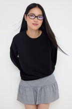 Trendyolmilla Zümrüt Yeşili Oversize/Bol Kesim Bisiklet Yaka Kalın Şardonsuz Örme Sweatshirt TWOAW26SW00029