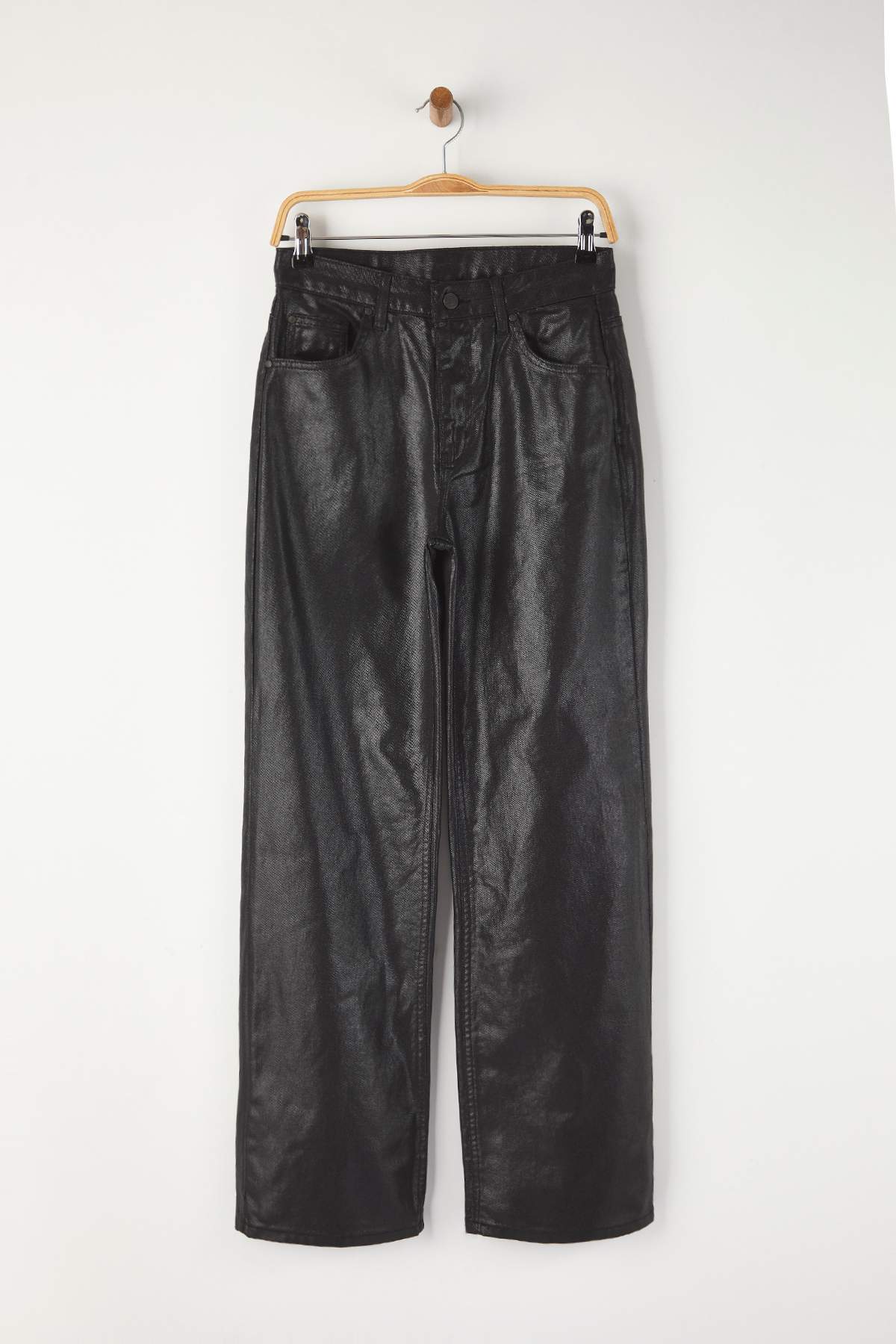 Siyah Kaplama Yüksek Bel Wide Leg Jeans TWOAW26JE00156