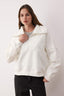 Trendyolmilla Ekru Regular/Normal Kalıp Polar Fermuarlı Cep Detaylı Kalın Örme Sweatshirt TWOAW26SW00009