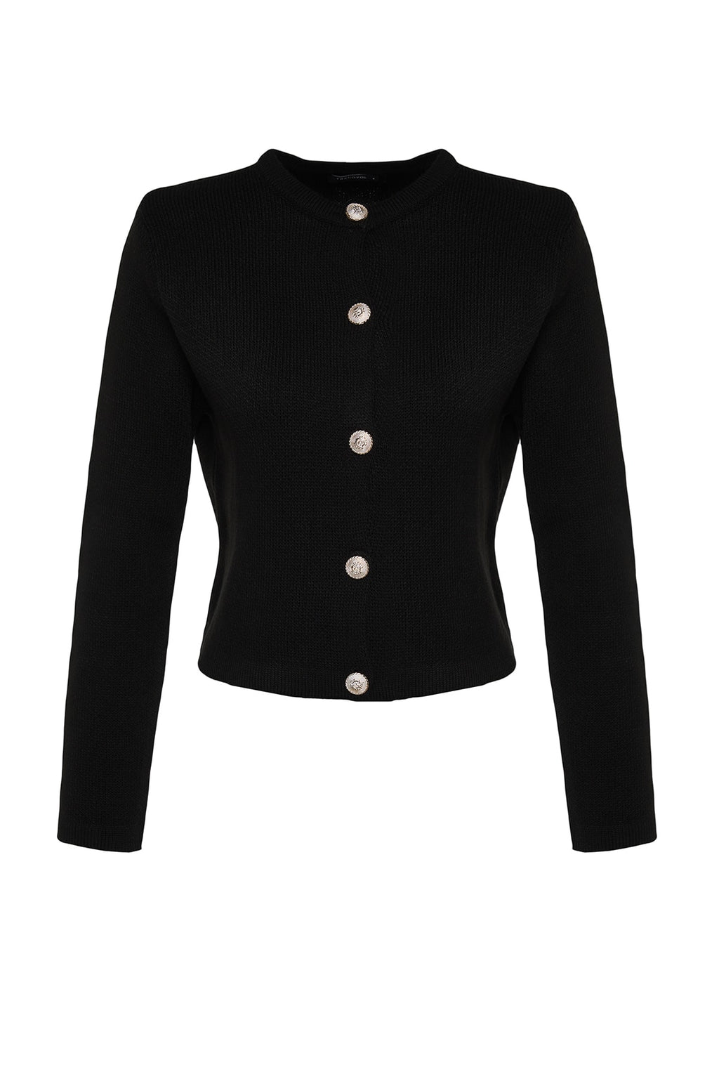 Trendyolmilla Siyah Basic Ceket Görünümlü Triko Hırka TWOAW24HI00090