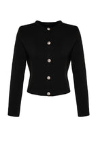 Trendyolmilla Siyah Basic Ceket Görünümlü Triko Hırka TWOAW24HI00090