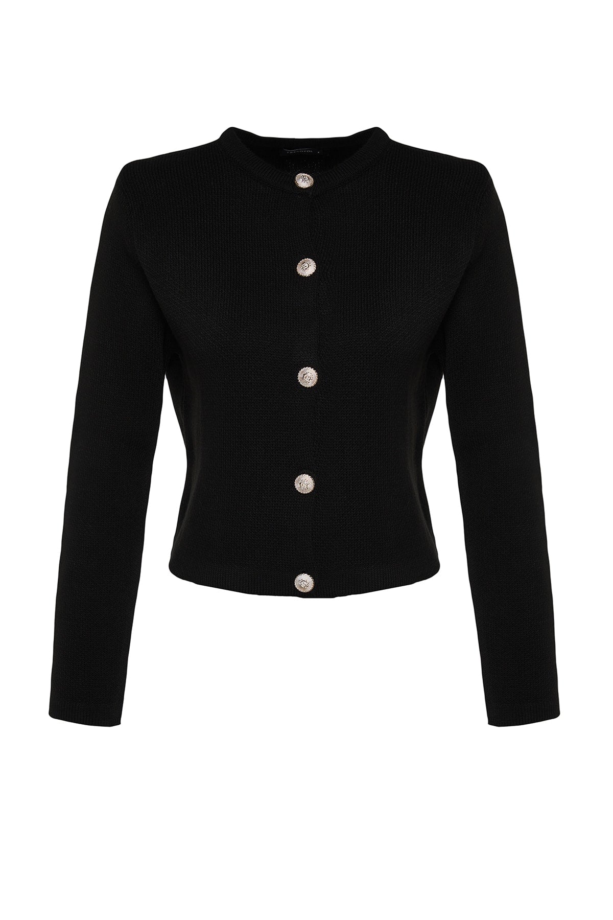 Trendyolmilla Siyah Basic Ceket Görünümlü Triko Hırka TWOAW24HI00090