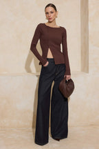 Trendyolmilla Kırmızı Düğmeli Bisiklet Yaka Vücuda Oturan Fitilli Esnek Örme Bluz TWOAW26BZ00104